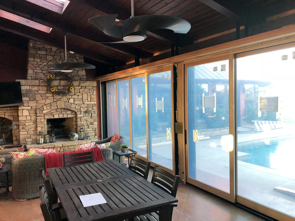 Eden Windows and Doors installed a premium 4-panel 16' wide multi-slide door system